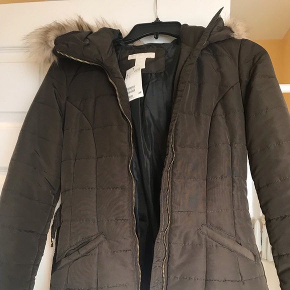 h&m short parka with hood